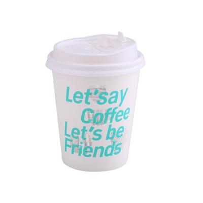 Kundenspezifische Einweg-Kaffeetassen aus doppelwandigem weißem Papier mit Deckel