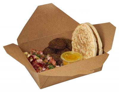 Nehmen Sie Fast-Food-Verpackungen aus Kraftpapier-Lunchboxen heraus