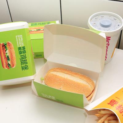 individuell bedruckte faltbare Hamburger-Verpackungspapierbox aus Pappe
